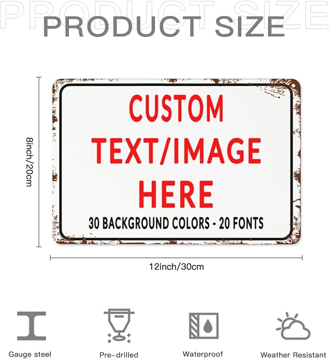 Custom Sign Personalized Custom Metal Sign, Customize For Office, Business, Workplace, Office, Home, Delivery Signs 8x12