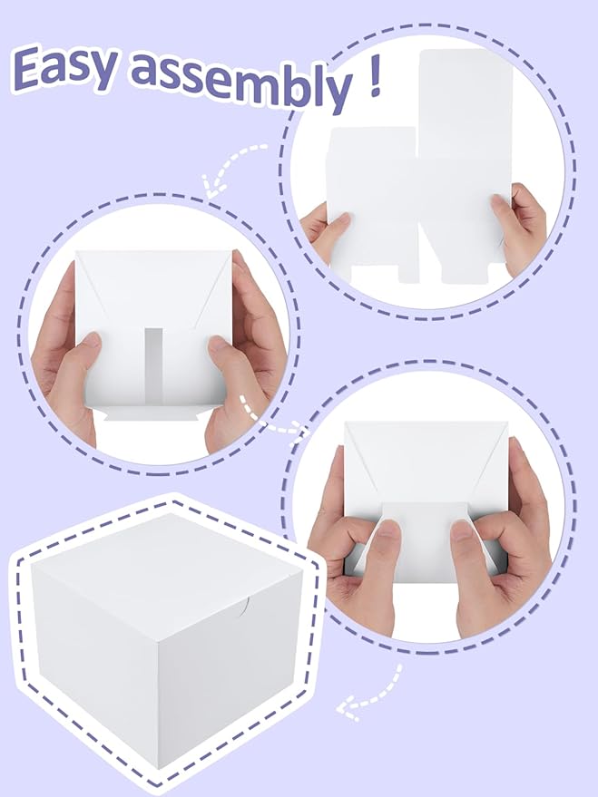 Eupako Gift Boxes 4x4x4 25 Pack White Kraft Paper Box with Lids Party Favor Boxes for Bridesmaids Proposal, Crafting, Cupcake, Wedding, Christmas
