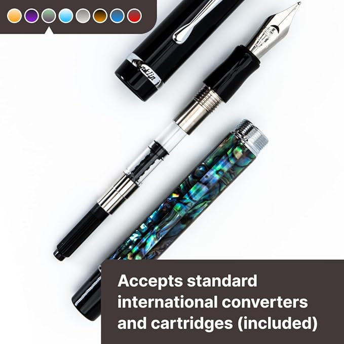 Conklin Duragraph Fountain Pen Abalone Nights - Medium Nib, Elegant Writing Instrument with Exquisite Abalone Finish