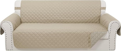 Reversible Sofa Covers Couch Cover Furniture Protector for Dogs Elastic Straps Water Resistant(Sofa,Sand/Beige)