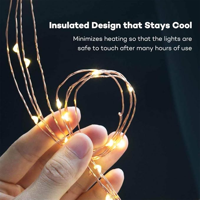 220 LED Firefly Bunch Lights Battery Operated, 8 Flashing Modes Waterproof Copper Wire Waterfall Lights, Remote Controlled Timer and Hooks, Fairy Lights for Indoor Outdoor Decor (Warm White)