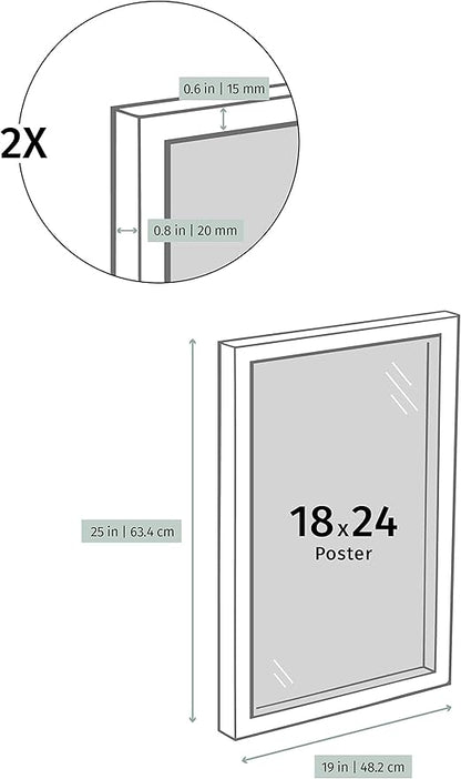 Opposite Wall - 18x24 in - White Solid Wood Picture Frame - Lightweight, Versatile & Shatterproof - Wall Hanging Poster or Photo Frame - Wall Decor for Office, Gallery & Home
