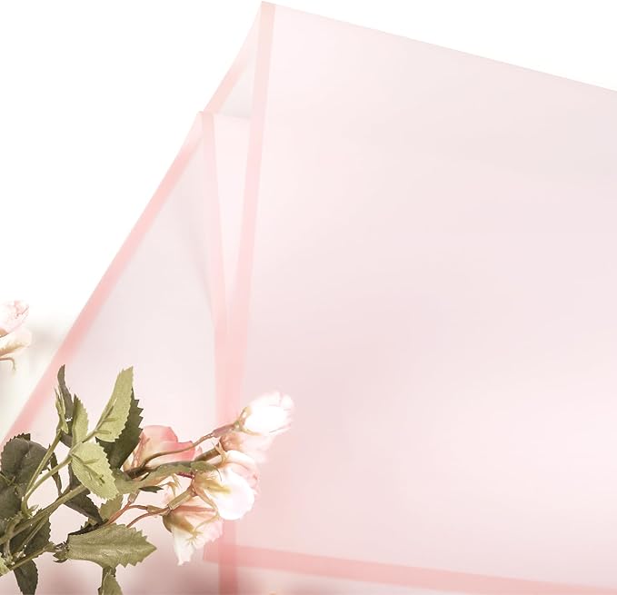 NESCCI 20 Sheet Flower Wrapping Paper - Waterproof Floral Bouquet Wrapping Paper, Florist Supplies Packaging Paper for Wedding Birthday Gift DIY (Translucent Pink)
