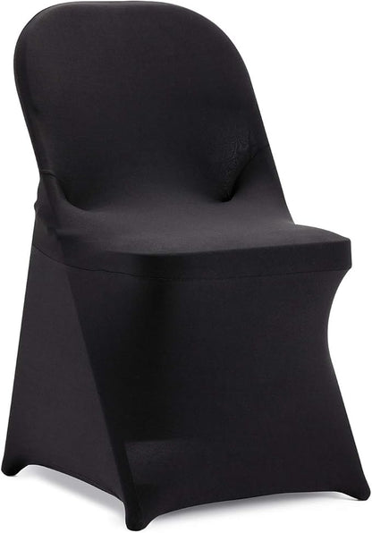 Peomeise Stretch Spandex Folding Chair Cover for Wedding Party Dining Banquet Event (Black,6pcs)