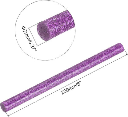 uxcell 20pcs Hot Glue Sticks for Glue Gun 7mm/0.27-inch x 8-inch Mini Hot Melt Adhesive Glue Stick Glitter Purple