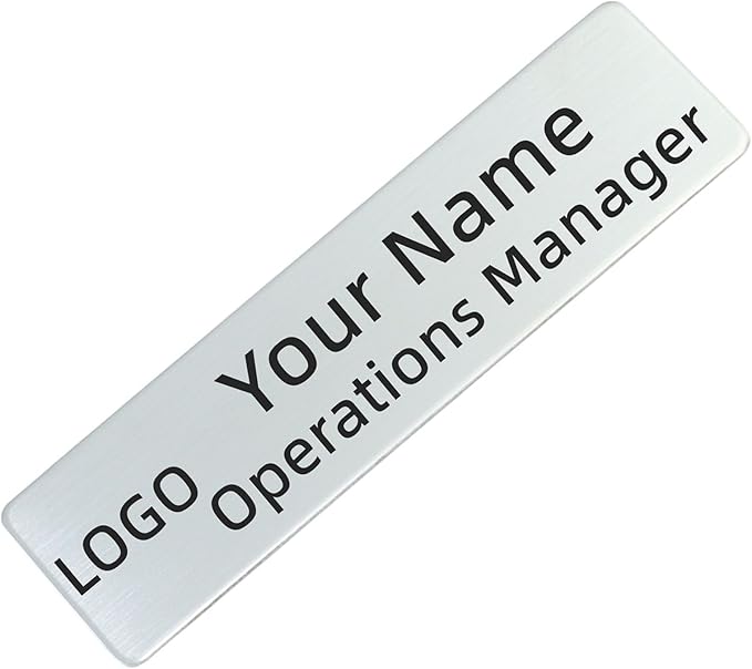 Stainless Steel Custom Silver Name Tags With Pin or Magnet Adhesive tape, Metal Personalized Customizable Name Tags,Metal Name Tag for Cops, nurses, doctors,Teachers,Employee,Workers(Silver)