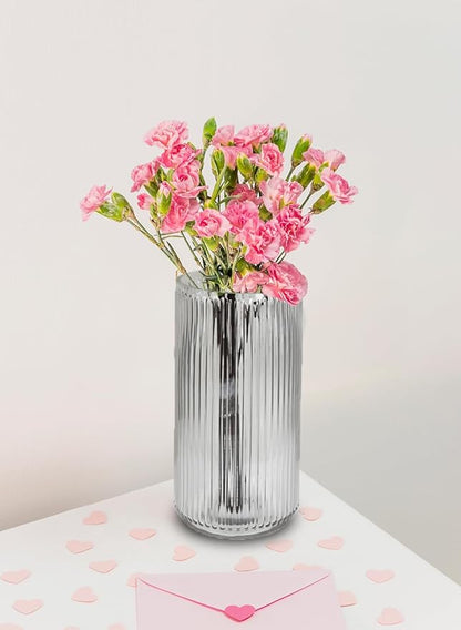 Serene Spaces Living Clear Pleated Glass Votive Holder, Decorative Centerpiece for Wedding, Christmas, Thanksgiving, Party, Dining Table, Living Room, Home Décor, Measures 11" Tall