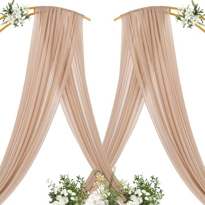 MLMC Nude Wedding Arch Draping Fabric 1 Panel 29" x 20 FT Extra Long Gauze Drapes Sheer Backdrop Curtains 6.6 Yards Outdoor Drapery Panels for Wedding Anniversary Ceiling Decoration