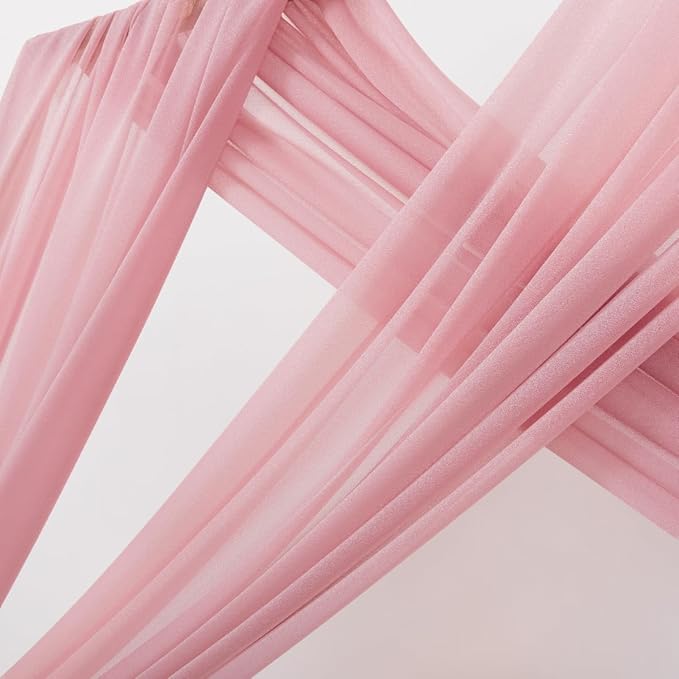MLMC Dusty Rose Wedding Arch Draping Fabric 1 Panel 29" x 20 FT Extra Long Gauze Drapes Sheer Backdrop Curtains 6.6 Yards Airy Outdoor Drapery Panels for Wedding Bridal Shower Ceiling Decoration