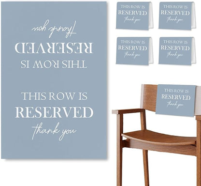 Reserved Seating Chair Signs, This Row Is Reserved Pew Cloths Seating Placeholder for Church Pews, Dusty Blue Wedding Decorations for Reception Parties Event (Dusty Blue, 4 PCS)
