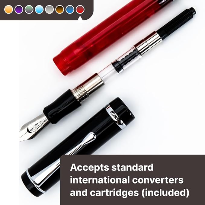 Conklin Duragraph Fountain Pen Red Nights - Flex Nib, Dynamic Writing Tool with Bold Red Finish