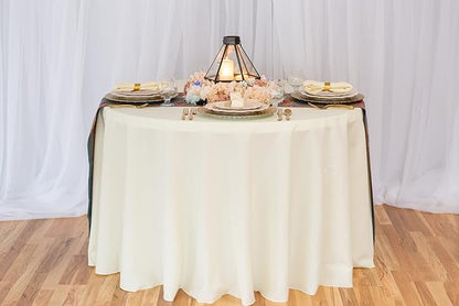LTC LINENS 5 Pack 108 Inch Round Tablecloths Ivory - Great for 48 Inch Round Table Floor Length - Wrinkle Resistant Polyester Fabric Cloth for Wedding