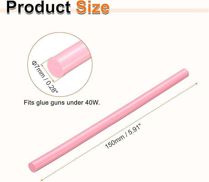 HARFINGTON 10pcs Hot Glue Sticks 0.28" Dia x 5.91" Long EVA Mini Hot Melt Adhesive Glue Stick for Hot Melt Gun Wood Plastic Glass Flowers Fabrics Foam, Pink