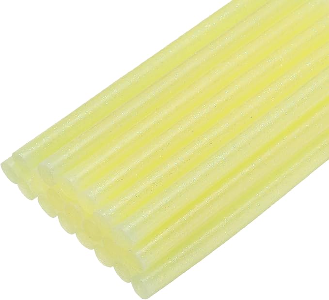 uxcell 20pcs Hot Glue Sticks for Glue Gun 7mm/0.28-inch x 4-inch Mini Hot Melt Adhesive Glue Stick Glitter Yellow