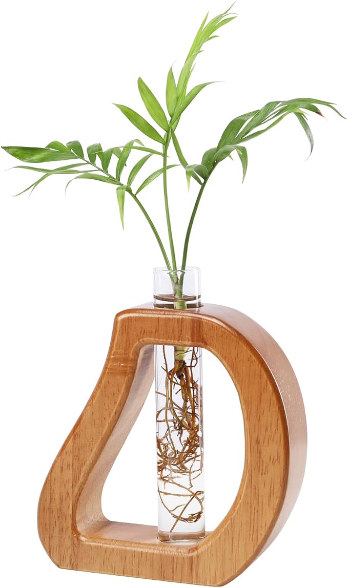 Plant Propagation Stations Wall Hanging Terrariums Home Decor Plants Glass Test Tube Planter with Wooden Stand for Plant Lover Gifts