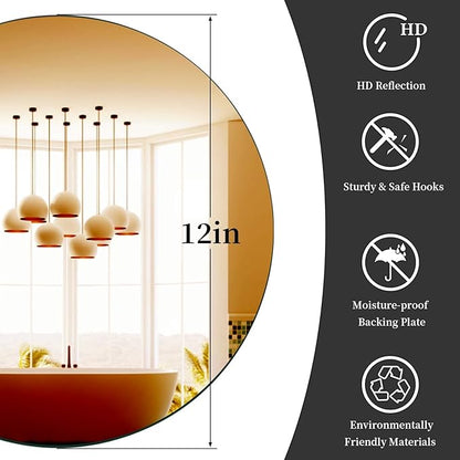 JAMBALAY 12″ Round Mirror Centerpieces for Tables, 12PCS Color Glass Mirror Table Centerpieces, Mirror Plates, Mirror Tray for Wedding, Party Centerpieces and Christmas Decorations, Gold