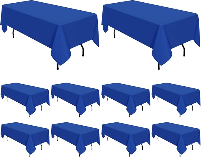 10 Pack Royal Blue Tablecloth 60 x 126 Inch Polyester Table Cloth for 8 Ft Rectangle Tables, Stain and Wrinkle Resistant Washable Table Cover for Kitchen Wedding Banquet Restaurant Party