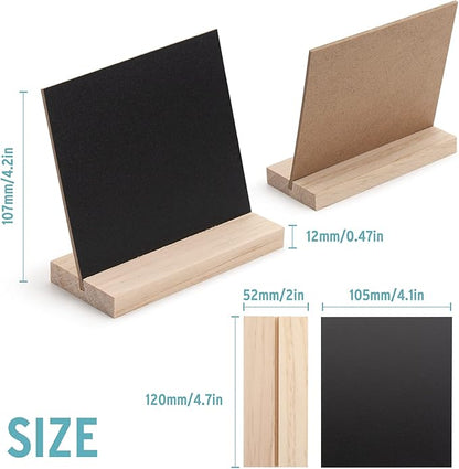 ONUPGO Chalkboard Signs with Wood Base Stands, 10X12cm Vintage Wooden Tabletop Decorative Chalkboard Sign, Message Chalkboard Sign for Party, Restaurant, Wedding, Set of 6