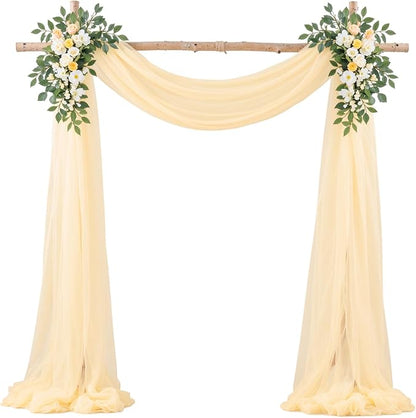Champagne Arch Draping Fabric for Wedding, 60" x 26Ft Chiffon Drapery Fabric Drapes Backdrop for Wedding Ceremony Baby Shower Bridal Shower Decoration(1 Panel)