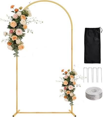 7.2FT Arch Backdrop Stand for Parties, Metal Balloon Arch kit Stand, Gold Wedding Arch Stand Frame for Gender Reveal Ceremony Birthday Anniversary Bridal Graduation Party Event Decoration