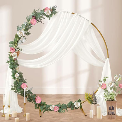 Ivory Wedding Arch Draping Fabric 29" x 20 FT White Drapes for Backdrop Sheer Curtains Wedding Drapes for Romantic Bridal Baby Shower Decorations Ceremony Birthday Party Fall Outdoor Events