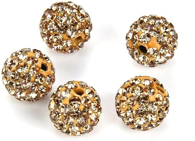 25pcs Adabele Grade A Suncatcher Crystal Rhinestone Pave Loose Beads 8mm Crystal Golden Shadow Polymer Clay Disco Ball Spacers Compatible with Shamballa All Craft Jewelry Making DB8-28