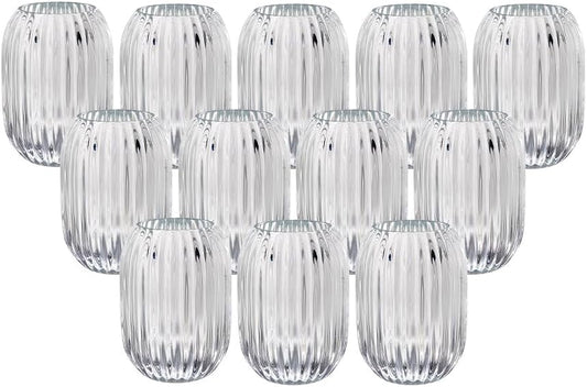 Serene Spaces Living Clear Optical Glass Votive Holder, Perfect for Weddings and Home Décor, Measures 5" Tall and 3.5" Diameter, Set of 12