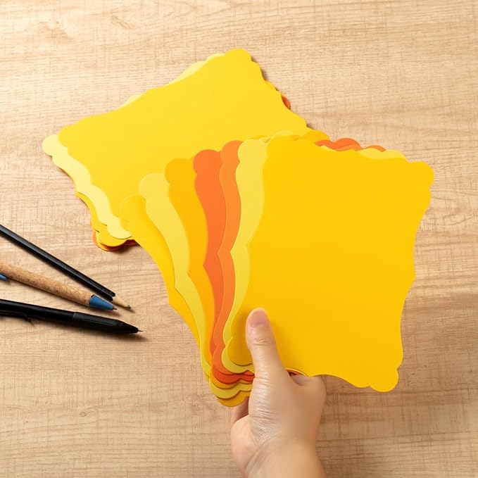 50 Pack Blank Kraft Cards Cardstock Thick Paper Brown Greeting Cards for DIY Gift Card Menus, Baby Shower and Wedding Invitations (Yellow, 5 Colors, 4x6IN)