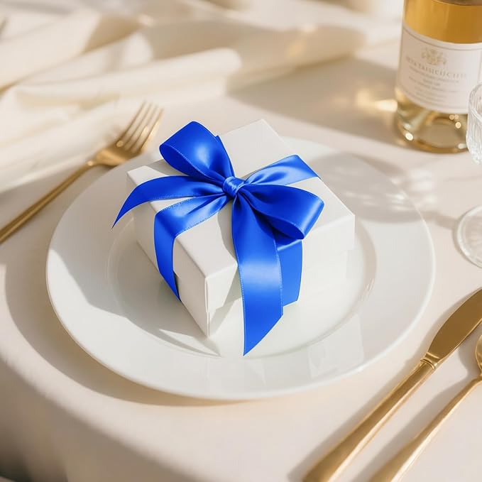 Double Faced Royal Blue Satin Ribbon, 1-1/2" x 25 Yards Ribbons, Perfect for Crafts, Wedding Decor, Bow Making, Sewing, Gift Package Wrapping and More