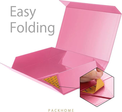 PACKHOME 6 Extra Large Gift Boxes 17.5x11.3x4.3 Inches, Sturdy Shirt Boxes with Magnetic Lids for Clothes and Large Gifts (Glossy Pink)
