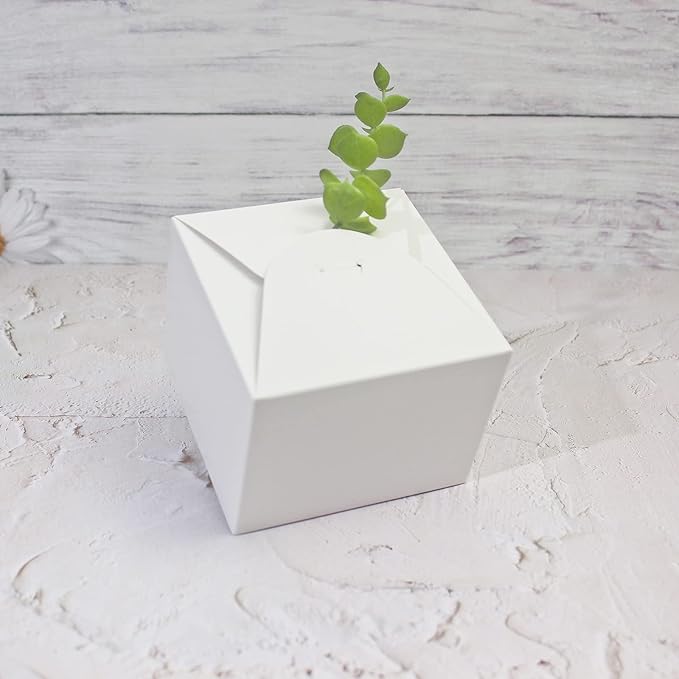WEWILUCK Small White Gift Box, 10 PCS Pretty Favor Gift Boxes with Lids Bulk for Wedding, Bridesmaid Proposal, Birthday, Party, Holiday, Galentine's Day Presents, 4.75” x 4.75” x 3.53”