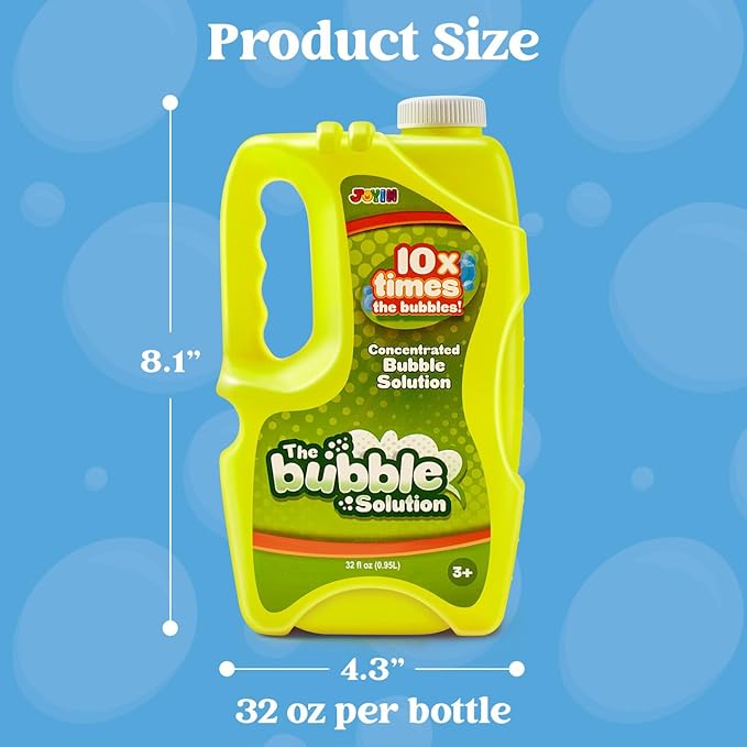 JOYIN 32 oz Bubble Solution Refills (Close to 1L/ 2.5 Gallon), Concentrated Solution for Bubble Machine, Wands, Blower, Easter (Yellow)