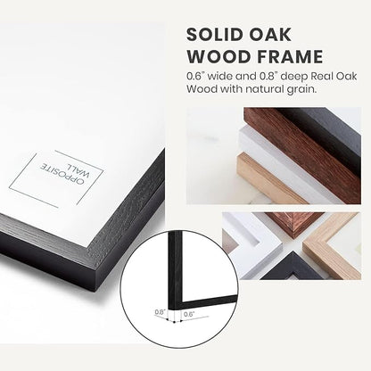 Opposite Wall - 20x24 in - Black Solid Oak Wood Picture Frame - Lightweight, Versatile & Shatterproof - Wall Hanging Poster or Photo Frame - Wall Decor for Office, Gallery & Home