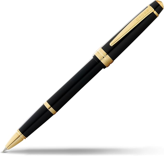 Cross Bailey Light Refillable Rollerball Pen Presented in a Everyday Gift Box - Medium Point, Black Ink, Polished Black