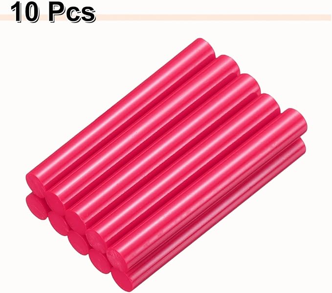 HARFINGTON 10pcs Hot Glue Sticks 0.43" Dia x 3.94" Long EVA Mini Hot Melt Adhesive Glue Stick for Hot Melt Gun Wood Plastic Glass Flowers Fabrics Foam, Rose Red