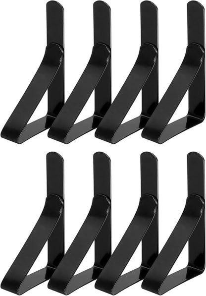 uxcell 8 Pack Tablecloth Clips, Stainless Steel Table Cloth Cover Clamps, 2.95" x 1.77" Windproof Holder Clips for Home Party Picnic Wedding Camping Dining Tables, Black
