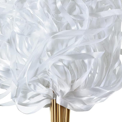 Boao 40 Pieces Mixed Color Ribbon Sticks with Bell, Ribbon Sticks for Stick Party, Streamers for Wedding Birthday Party Celebration Baby Shower Favors(White)