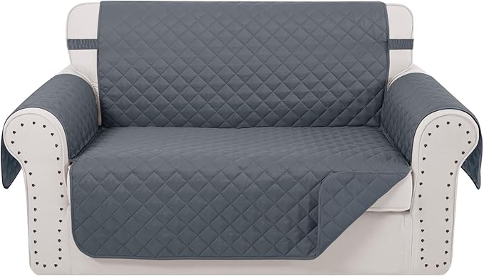 Reversible Loveseat Sofa Covers Couch Cover Furniture Protector(Loveseat Small,Dark Blue/Dark Blue)