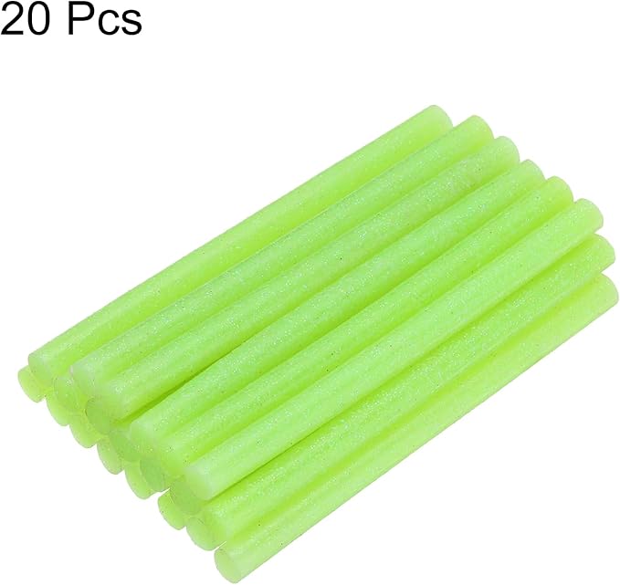 uxcell 20pcs Hot Glue Sticks for Glue Gun 7mm/0.28-inch x 4-inch Mini Hot Melt Adhesive Glue Stick Glitter Green