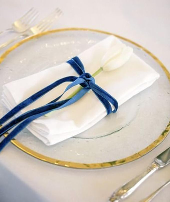 Royal Blue Velvet Ribbon 3/8'' 25 Yards for Christmas Tree, Gift Wrapping, Flower Bouquet, Wreath Decorations, Bow Making