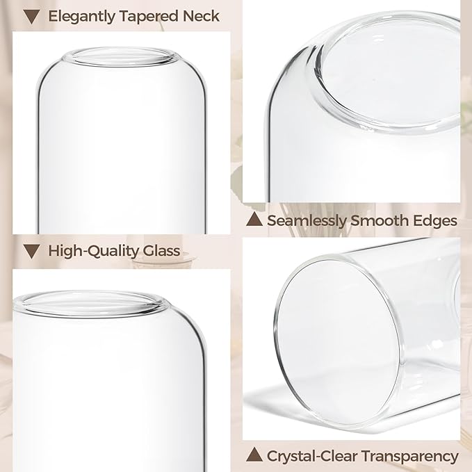 ComSaf Small Flower Vase Set of 15, Glass Bud Vases in Bulk, Clear Vases for Flower, Decor Centerpiece for Bathroom, Decorative Vases for House Warming, Valentines' Day, Mother's Day, Thanksgiving Day