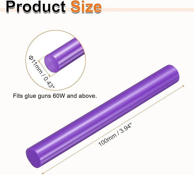 HARFINGTON 10pcs Hot Glue Sticks 0.43" Dia x 3.94" Long EVA Mini Hot Melt Adhesive Glue Stick for Hot Melt Gun Wood Plastic Glass Flowers Fabrics Foam, Purple