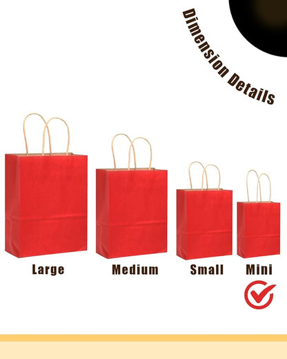 qiqee 24 Pcs Wine Mini Paper Gift Bags with Handles 6"x4.5"x2.5" Small Brown Kraft Party Favor Treat Bags Multiple Uses (Mini size)