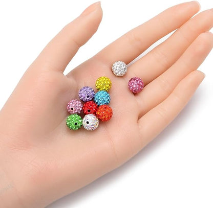 100pcs Adabele Grade A Suncatcher Crystal Rhinestone Pave Loose Beads 10mm Light Rose Pink Polymer Clay Disco Ball Spacers Compatible with Shamballa All Craft Jewelry Making DB10-55