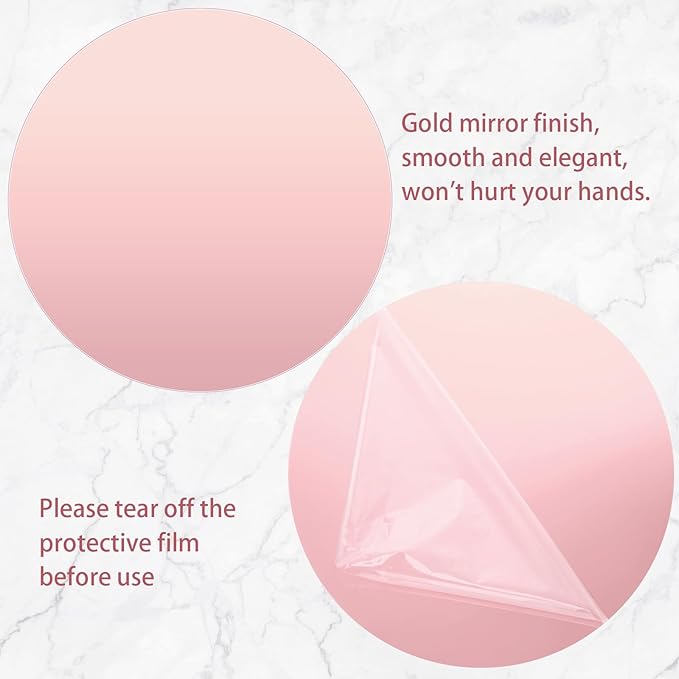 Thyle 12 Pcs 10 Inch Acrylic Round Mirrors for Tables Centerpieces Circle Mirrors Candle Plates for Wall Wedding Table Centerpieces for Baby Shower Party, Thickness 1 mm (Rose Gold)