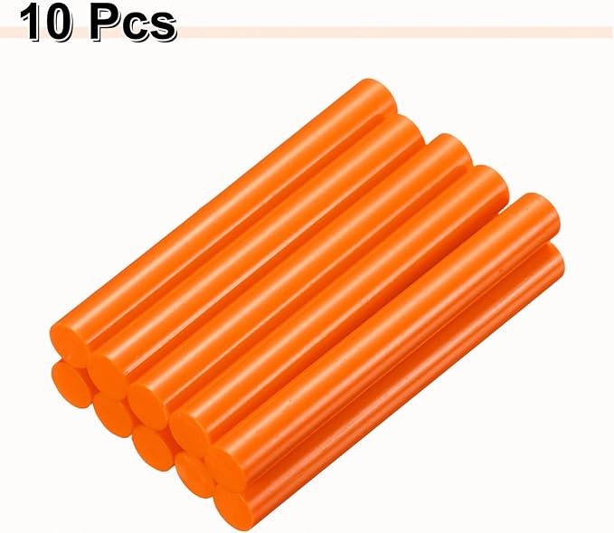 HARFINGTON 10pcs Hot Glue Sticks 0.43" Dia x 3.94" Long EVA Mini Hot Melt Adhesive Glue Stick for Hot Melt Gun Wood Plastic Glass Flowers Fabrics Foam, Orange