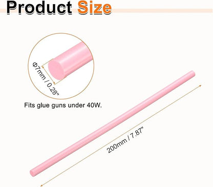 HARFINGTON 10pcs Hot Glue Sticks 0.28" Dia x 7.87" Long EVA Mini Hot Melt Adhesive Glue Stick for Hot Melt Gun Wood Plastic Glass Flowers Fabrics Foam, Pink