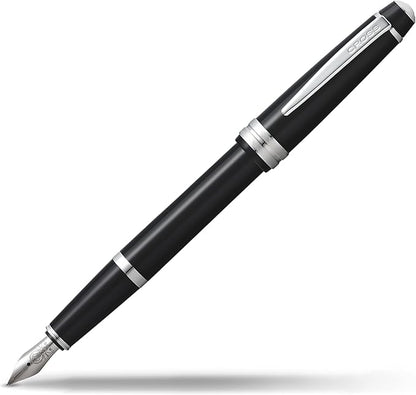 Cross Bailey Light Refillable Fountain Presented in a Everyday Gift Box - Medium Point, Black Ink, Polished Black