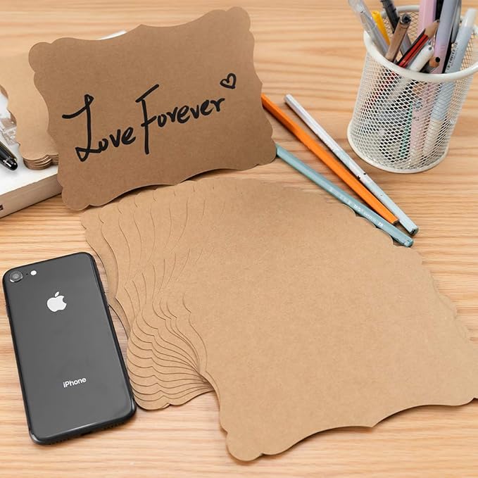 50 Pack Blank Kraft Cards Cardstock Thick Paper Brown Greeting Cards for DIY Gift Card Menus, Baby Shower and Wedding Invitations (Kraft Color, 4x6IN)