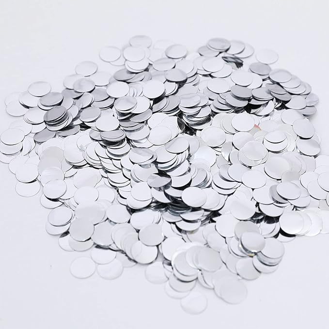 Silver Metallic Foil Confetti(0.59 inch) Round Dots Glitter Table Confetti for Party Wedding Decorations,2.11 OZ per pack